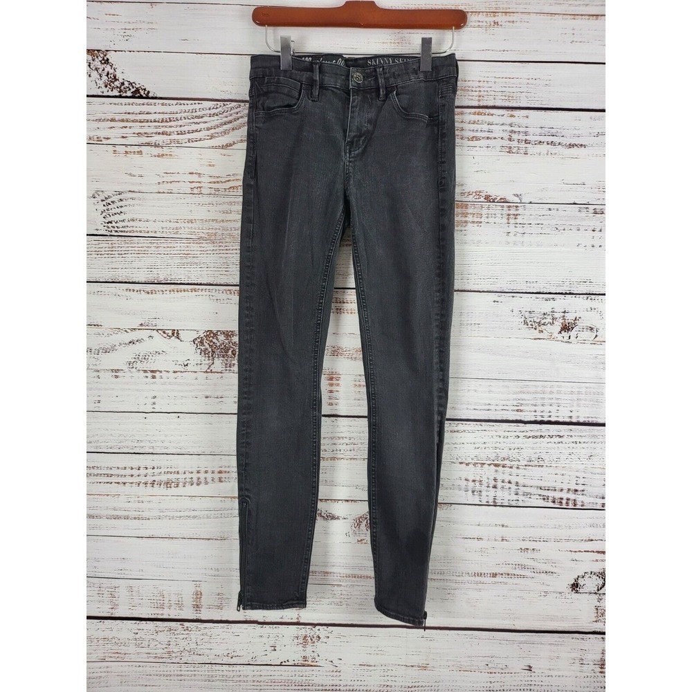 Madewell Skinny Skinny Zippered Ankle Jeans 26 Womens Black Frost Mid Rise
